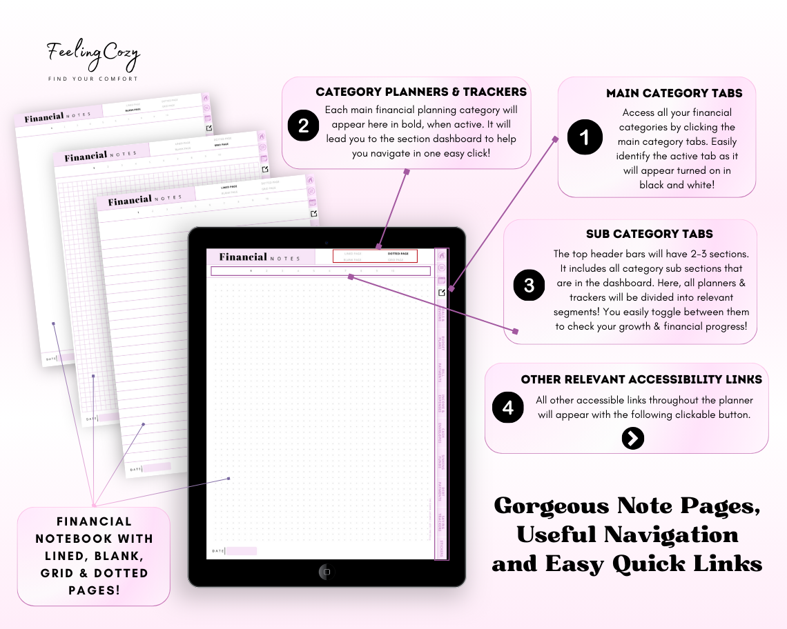Budget Planner for iPad / Samsung Tablet: Notability, Noteshelf, Goodnotes Planner (Purple Dreams)