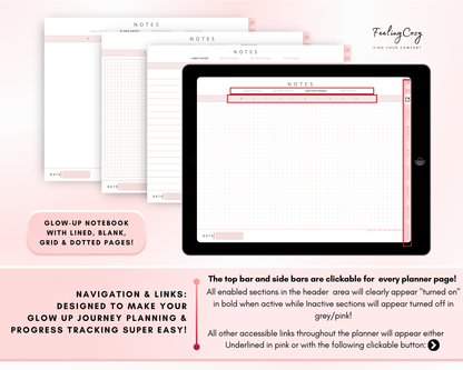 Digital Fitness Planner (Pink) | Landscape Edition | iPad, Samsung Tablet - Notability / Goodnotes Planner