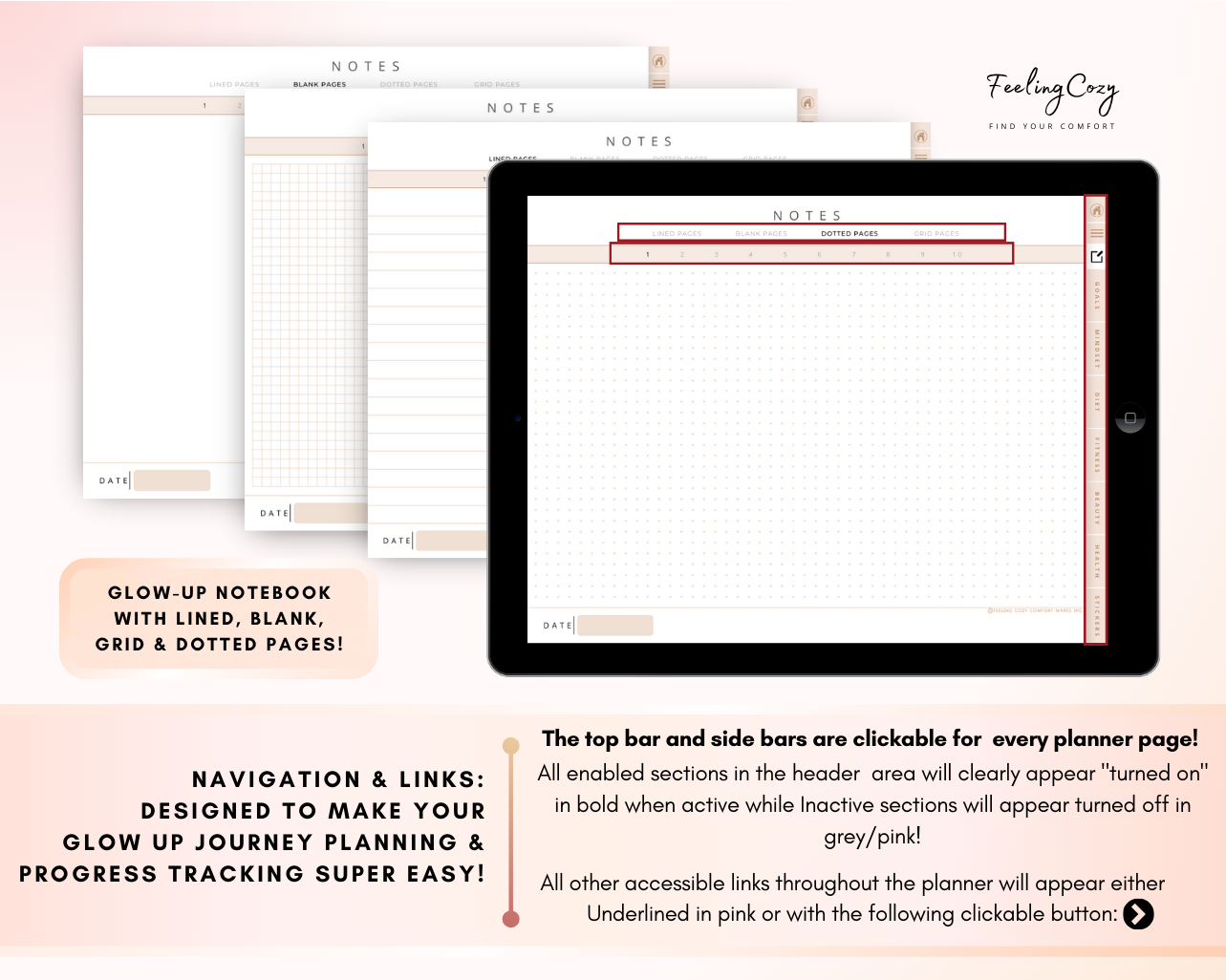 Digital Fitness Planner (Beige) | Landscape Edition  | iPad, Samsung Tablet - Notability / Goodnotes Planner