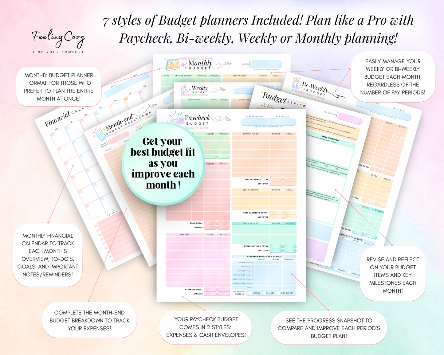 ADHD Budget Planner Printable | Weekly, Biweekly Paycheck Templates, Monthly Financial Planners | A4 A5 Budget Inserts