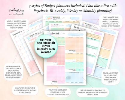 ADHD Budget Planner Printable | Weekly, Biweekly Paycheck Templates, Monthly Financial Planners | A4 A5 Budget Inserts
