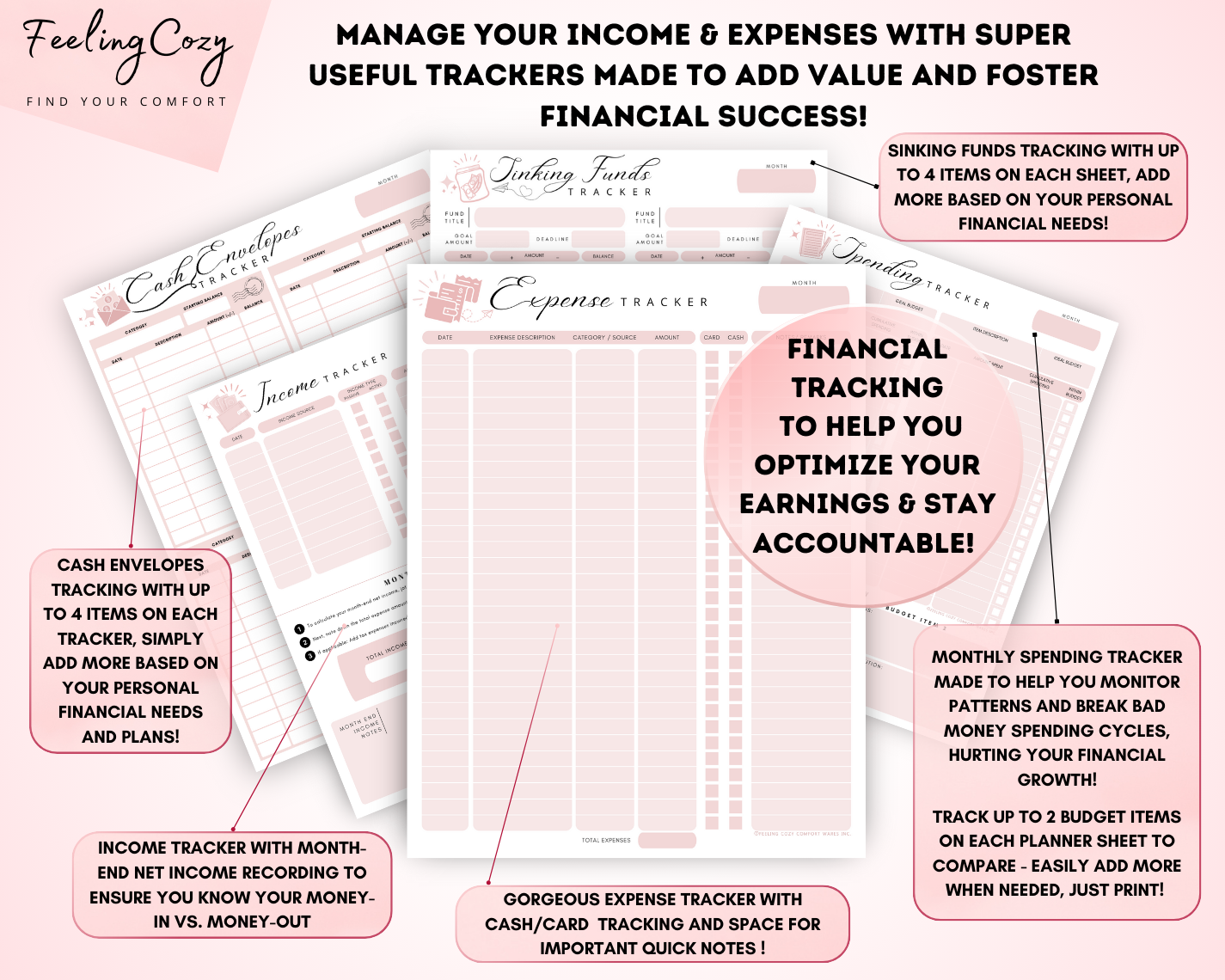 Printable Budget Planner Bundle | Happy Planner Template Bundle (Black & White)