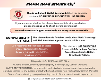 Digital Fitness Planner (Beige) | Landscape Edition  | iPad, Samsung Tablet - Notability / Goodnotes Planner
