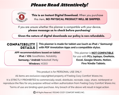 Digital Fitness Planner (Pink) | Landscape Edition | iPad, Samsung Tablet - Notability / Goodnotes Planner