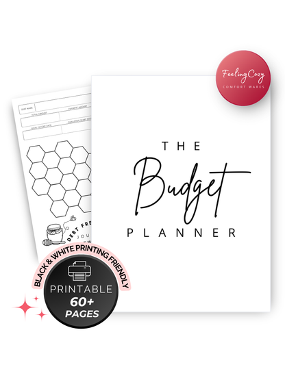 The Ultimate ADHD Budget Planner printable and digital insert bundle by Feeling Cozy — Print friendly black and white budget planner compatible with Goodnotes, Notability and Happy Planner sizes A4 and A5