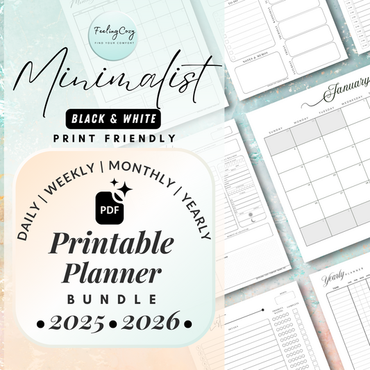 Printable Calendar 2025, 2026 Monthly Calendar template | Daily Planner, Monthly Planner, Hourly Schedule, Weekly Planner, Yearly Planner