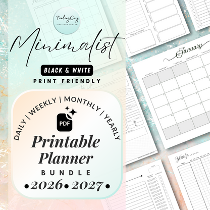 Printable Calendar 2026, 2027 Monthly Calendar template | Daily Planner, Monthly Planner, Hourly Schedule, Weekly Planner, Yearly Planner