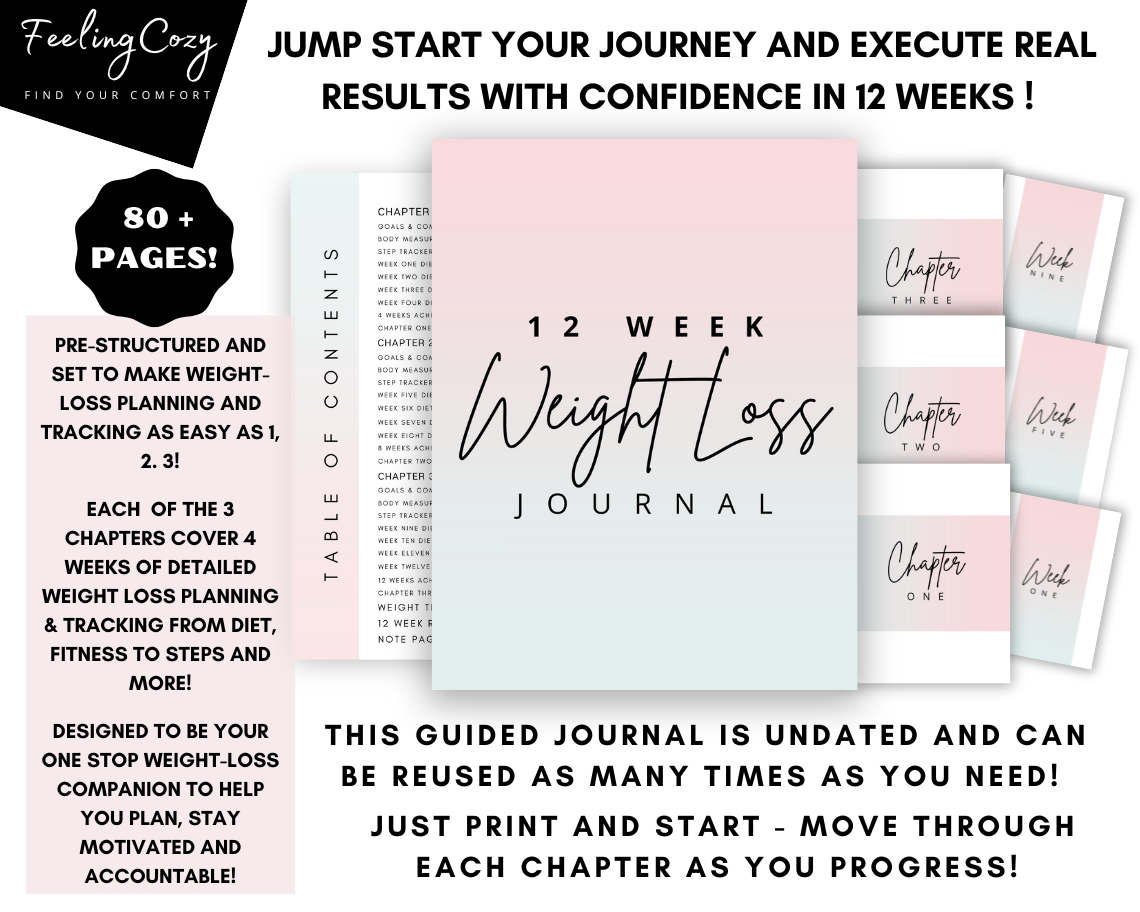12 Week Fitness Journal | Meal Planner | Workout Planner & More | Ombre Printable Edition