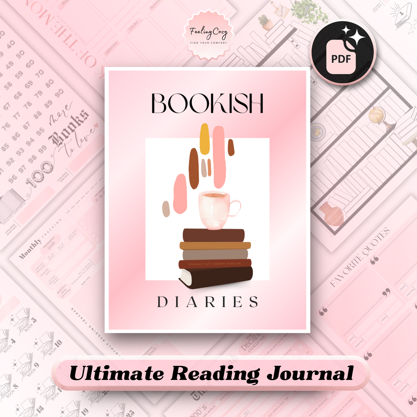 Printable Reading Journal 2025: Monthly Reading Tracker, Reading Planner, Book Review Template, Reading Challenge, Happy Planner Reading Log