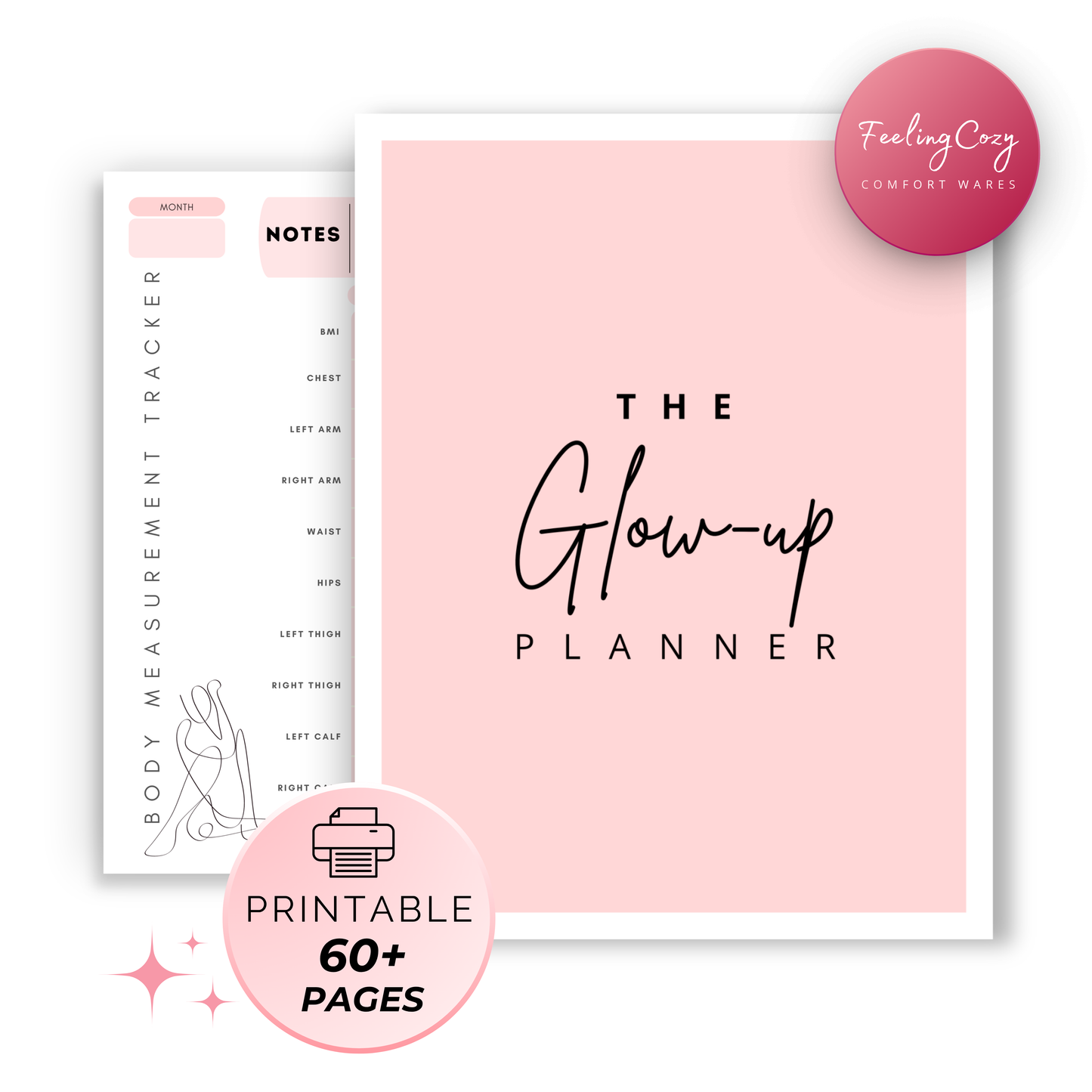 The Glow up Planner (Dusted Pink) - Fitness, Diet, Skincare, Hair care, Mindset, Mental health & more!