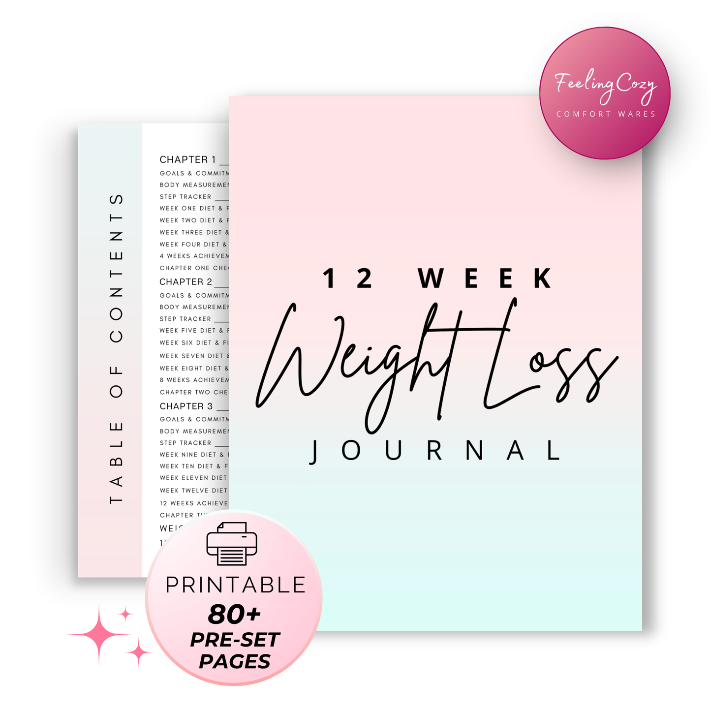 12 Week Fitness Journal | Meal Planner | Workout Planner & More | Ombre Printable Edition