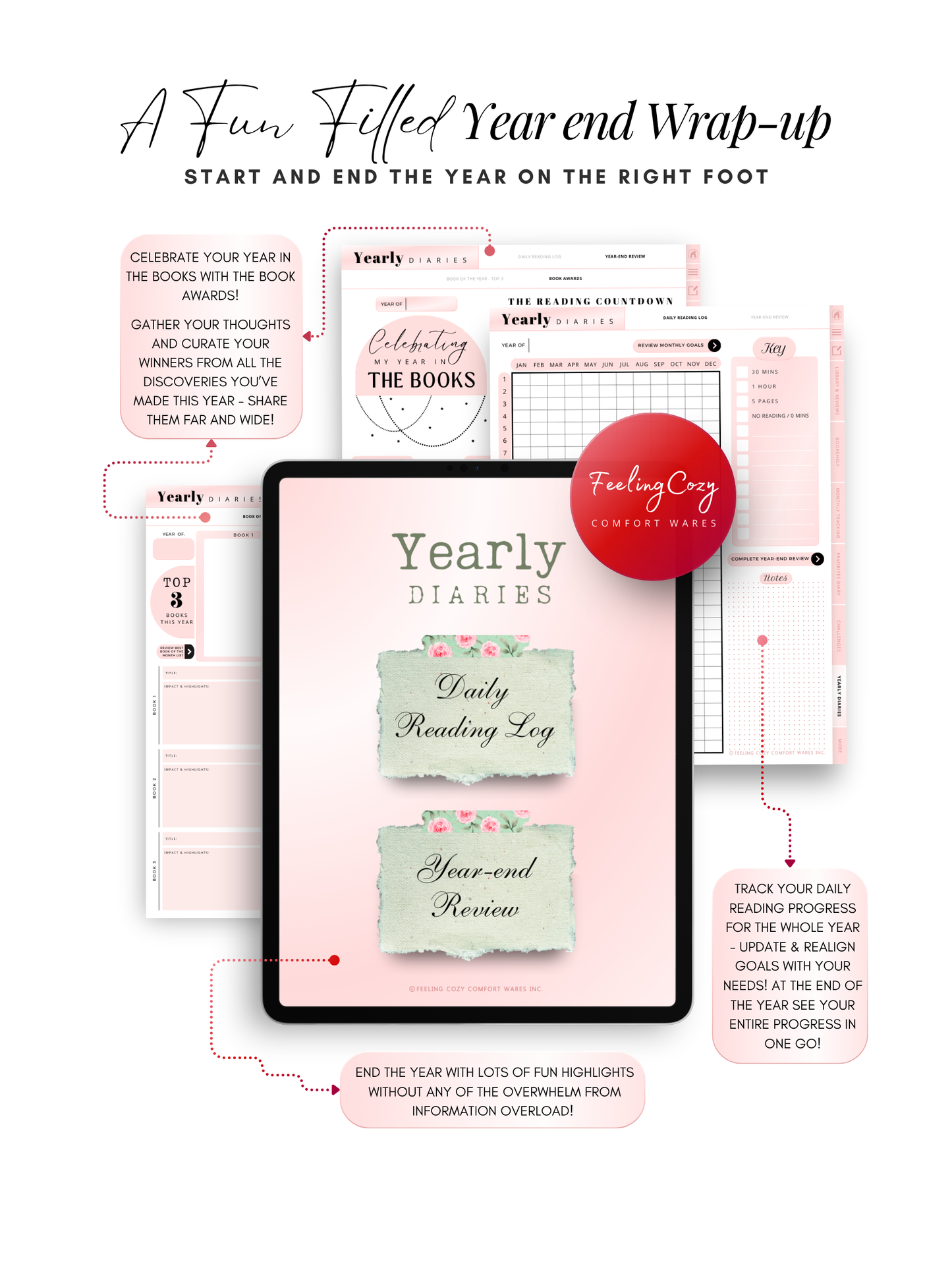 The Bookish Diaries yearly wrap-up, book awards and daily reading countdown tracker for iPad by Feeling Cozy