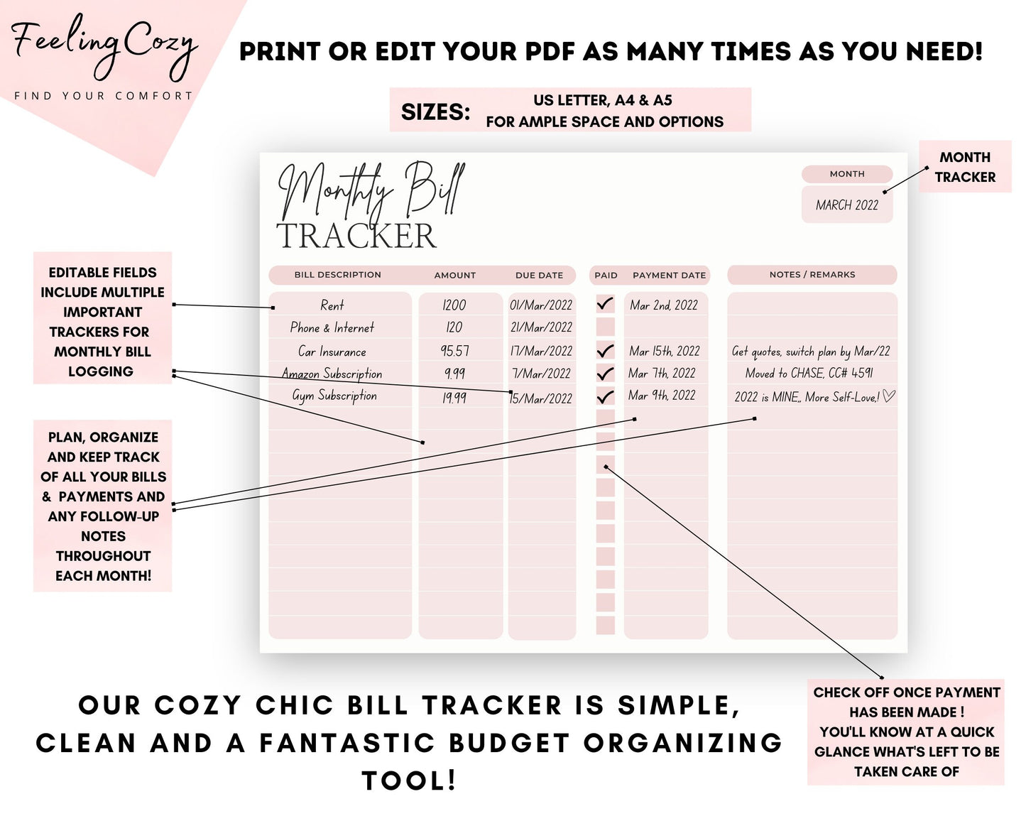 Bill Tracker Bundle, Bill Planner, Bill Organizer, Monthly Bill Planner