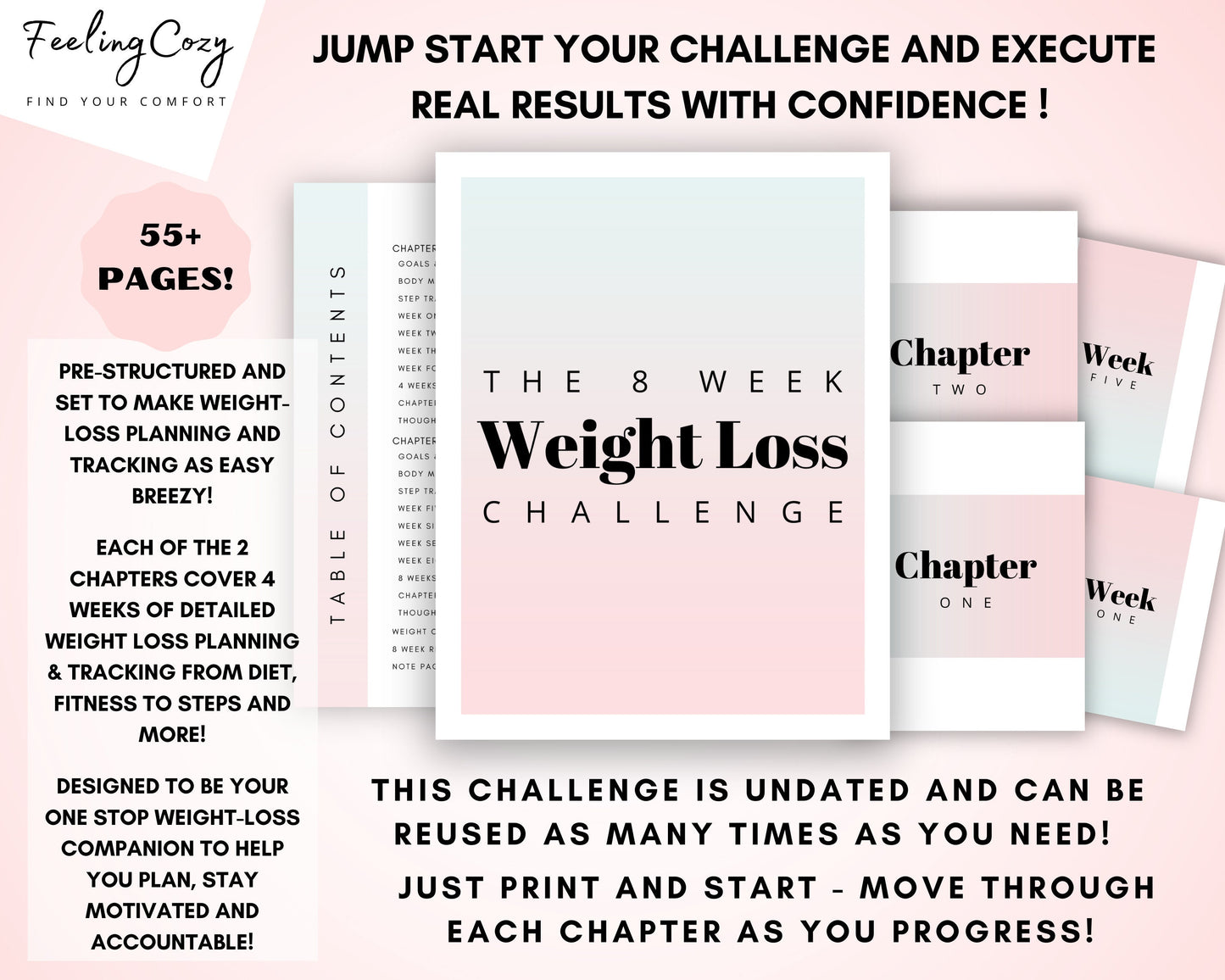 8 Week Weight Loss Journal (Ombre) | Printable Edition