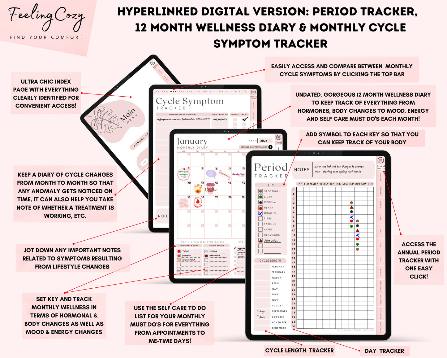 Digital Monthly Cycle Journal (Pink)