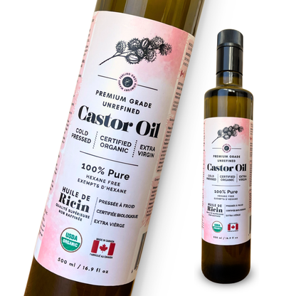 Organic Castor Oil in Glass (500ml) | Cold-Pressed & Hexane-Free for Castor Oil Packs, Liver Detox, Hair Growth & Face