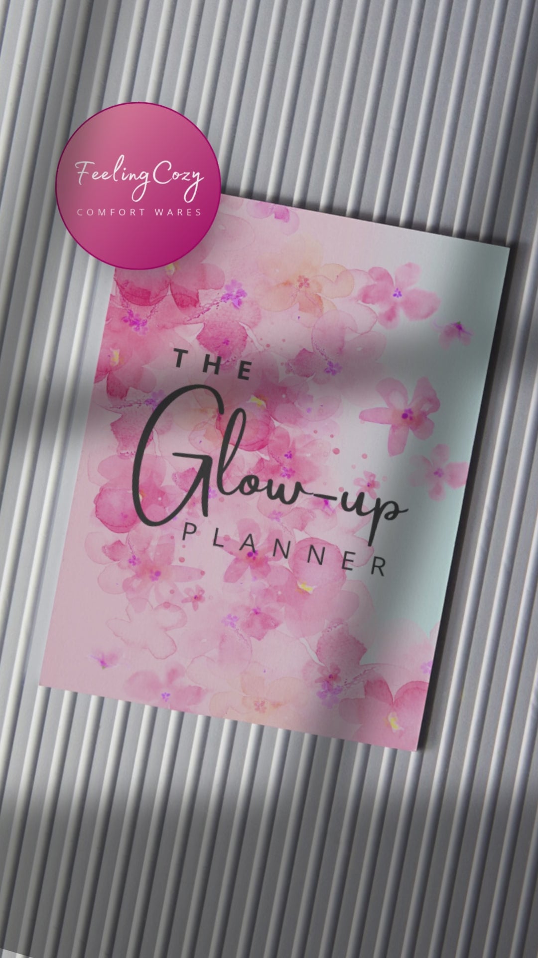 Ombre aesthetic Glow-Up Planner flip-through video, printable PDF preview by Feeling Cozy