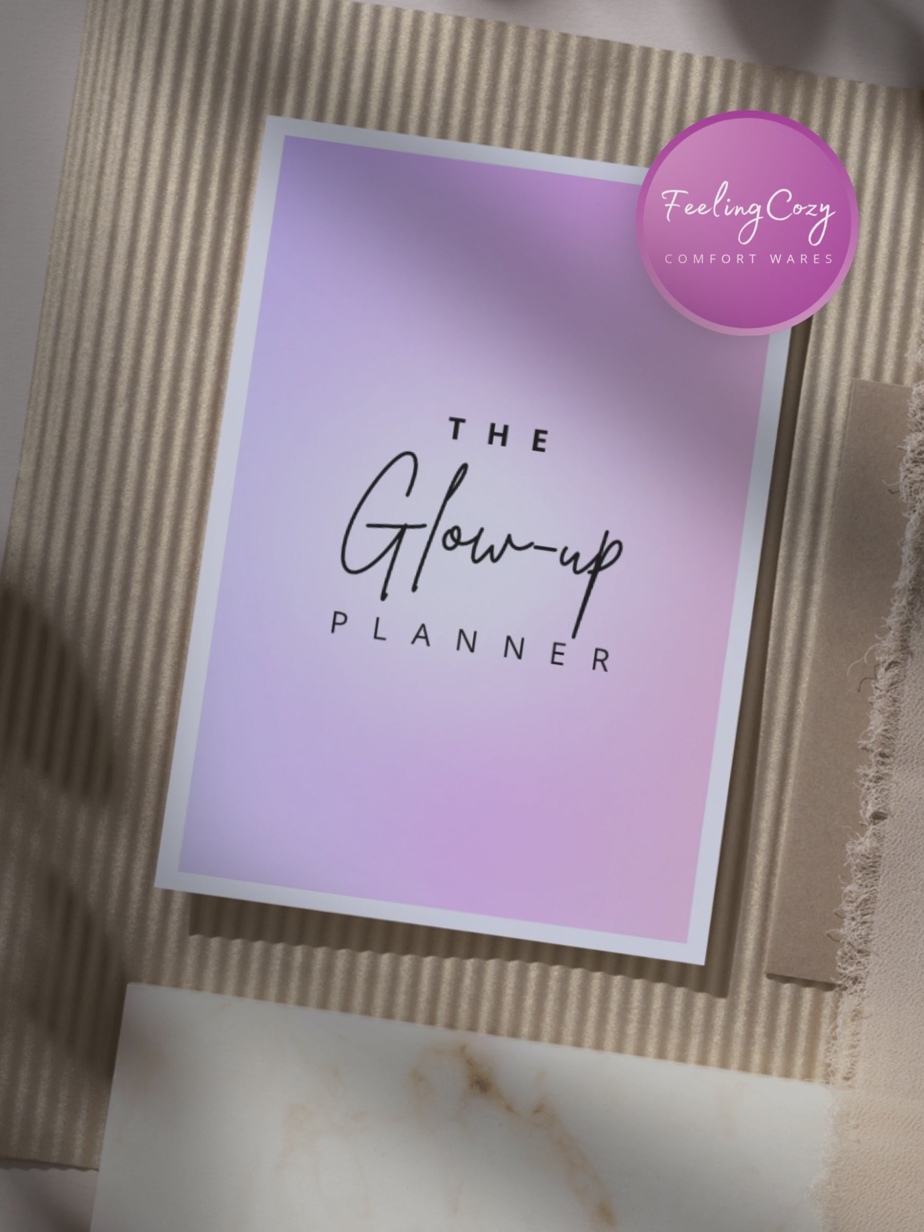 Purple aesthetic Glow-Up Planner flip-through video, printable PDF preview by Feeling Cozy