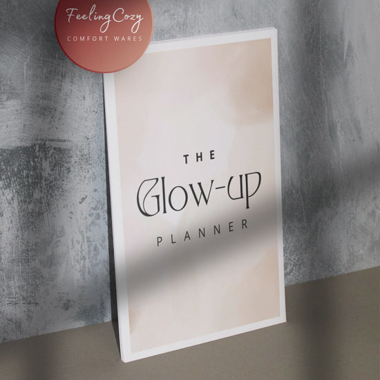 Beige aesthetic Glow-Up Planner flip-through video, printable PDF preview by Feeling Cozy