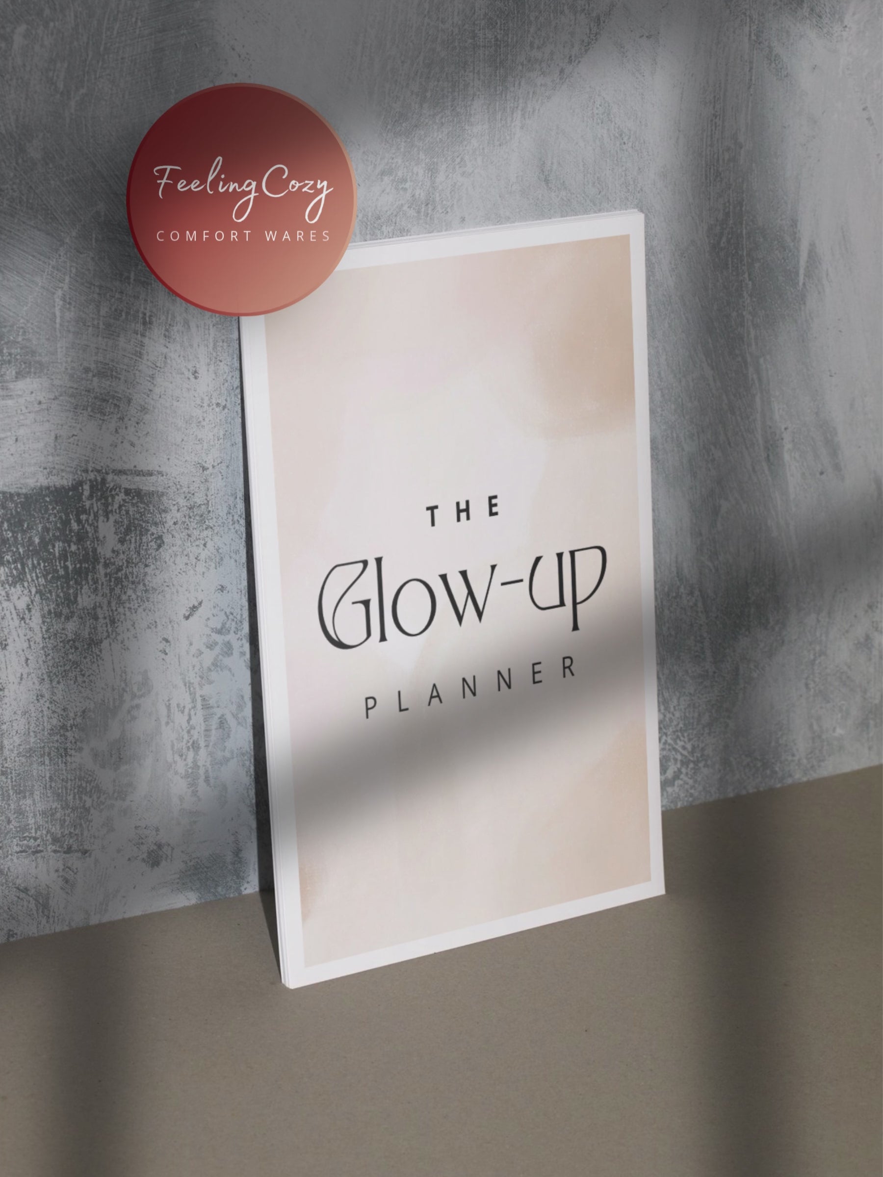 Beige aesthetic Glow-Up Planner flip-through video, printable PDF preview by Feeling Cozy