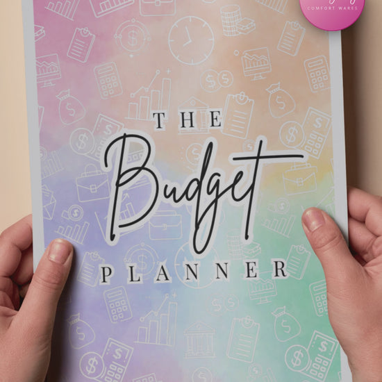 Aesthetic ADHD budget planner printable flipthrough — showing colorful weekly, biweekly, monthly budget pages, debt trackers, and savings challenges compatible with Goodnotes by Feeling Cozy