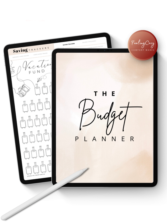 Aesthetic beige digital budget planner for iPad and Samsung — 330-page hyperlinked PDF for Goodnotes, Notability and Noteshelf by Feeling Cozy
